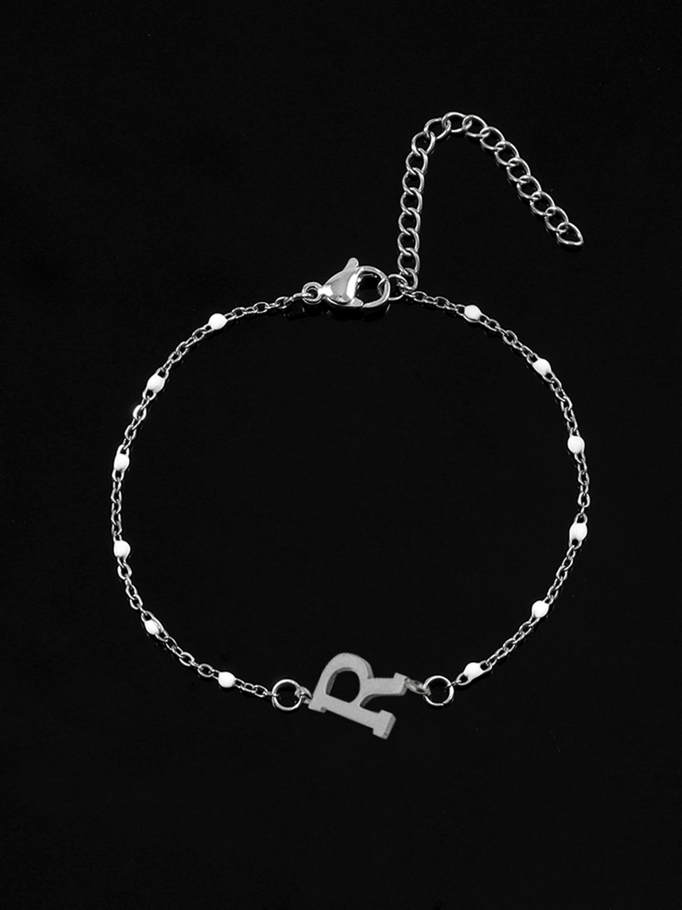 Summer Fashion Letter Detail Link Bracelet, Summer Jewelry, Stainless Steel High Quality Bracelet for Women for Party, Daily Clothing Decor, Trendy All-match & Exquisite Jewelry for Birthday Gift, Gifts for Wife, Fashionable Jewelry