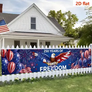 American Independence Day 250th Anniversary Banner, Patriotic Eagle Flag Decor, Outdoor Party Backdrop, 240cmx45cm, July 4th Celebration