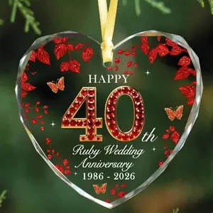 40th Anniversary Ornament 1986-2026 Ruby Wedding Gift Keepsake 40th Wedding Anniversary Decorations Meaningful 40 Year Anniversary Marriage Gift for Couples Parents Wife Husband