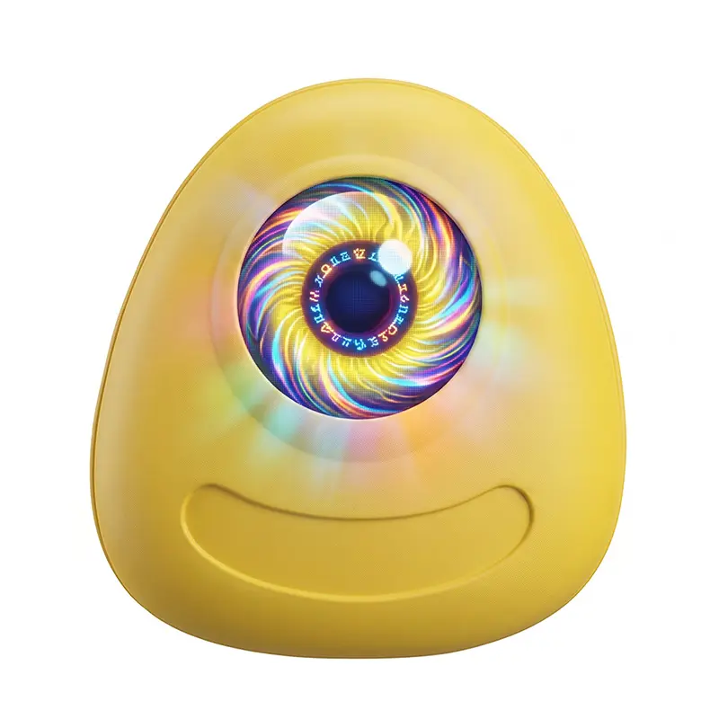 LED Knight Backpack - Cute Big Eye Lemon Yellow Small Hard Shell Bag, Smart Bluetooth Programmable Screen, USB Port, DIY Animation, Zipper, Sequins, Cool Motorcycle Gear, Computer Backpack, Back to School Haul (Power Bank Not Included)