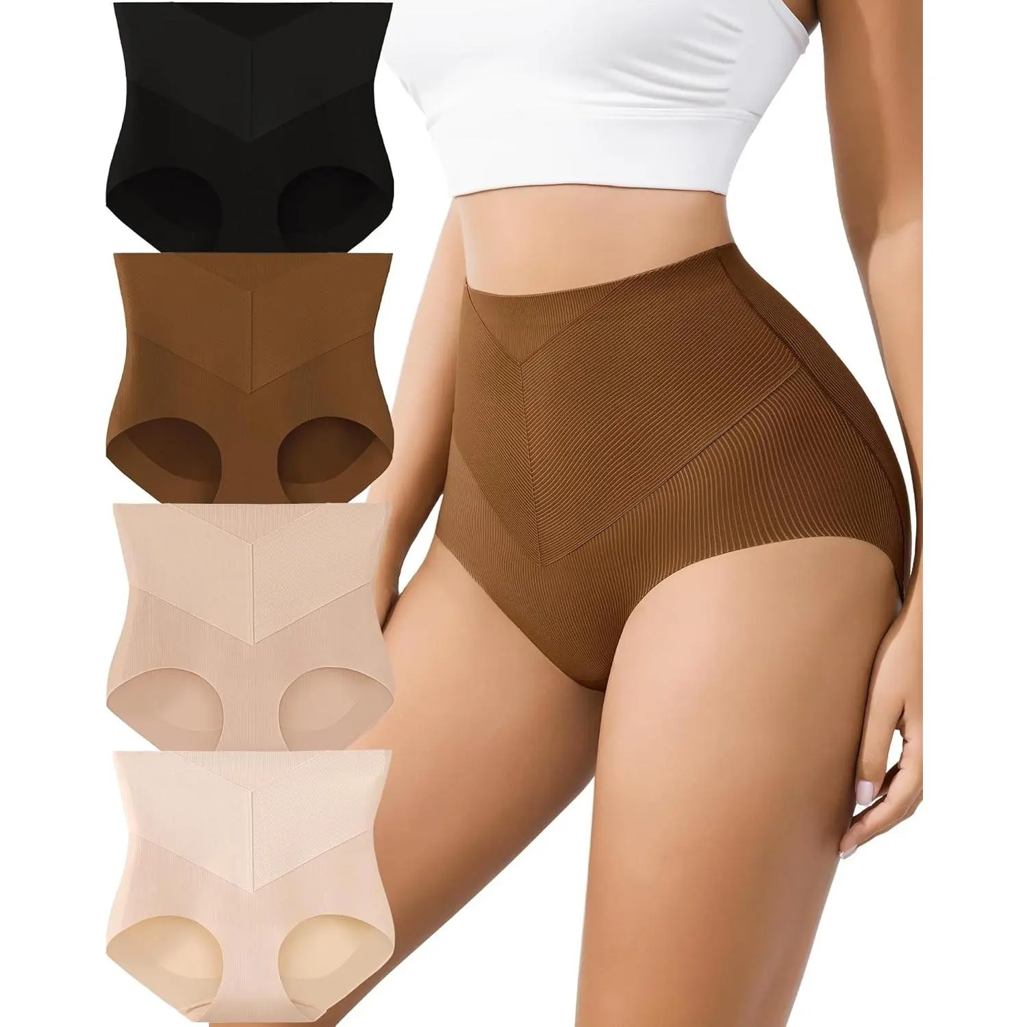 Tummy Control Underwear High Waisted Seamless Womens Underwear Full Coverage Butt Lifting Panties for Women 4 PackGift
