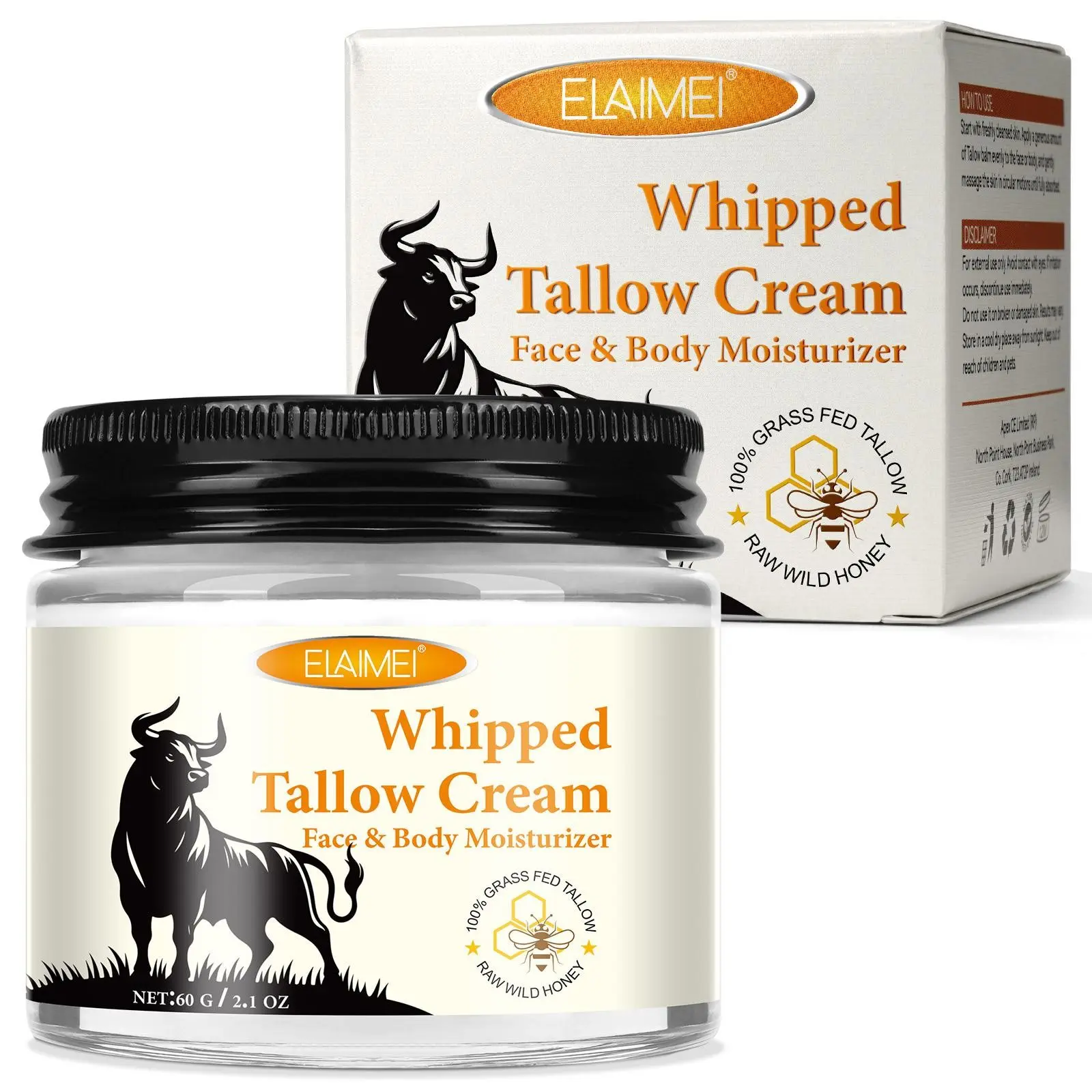 Elaimei Beeswax Honey Cream 60g, Handmade Natural Moisturizer, Hydrating & Smoothing Skin Care Balm for All Skin Types