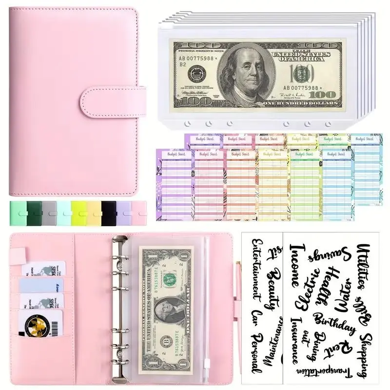 A6 Budget Binder with Cash Envelopes – Refillable Money Organizer, Expense Tracker, Planner Binder, Savings Binder for Cash Stuffing, Family Finance & Money Saving Challenge
