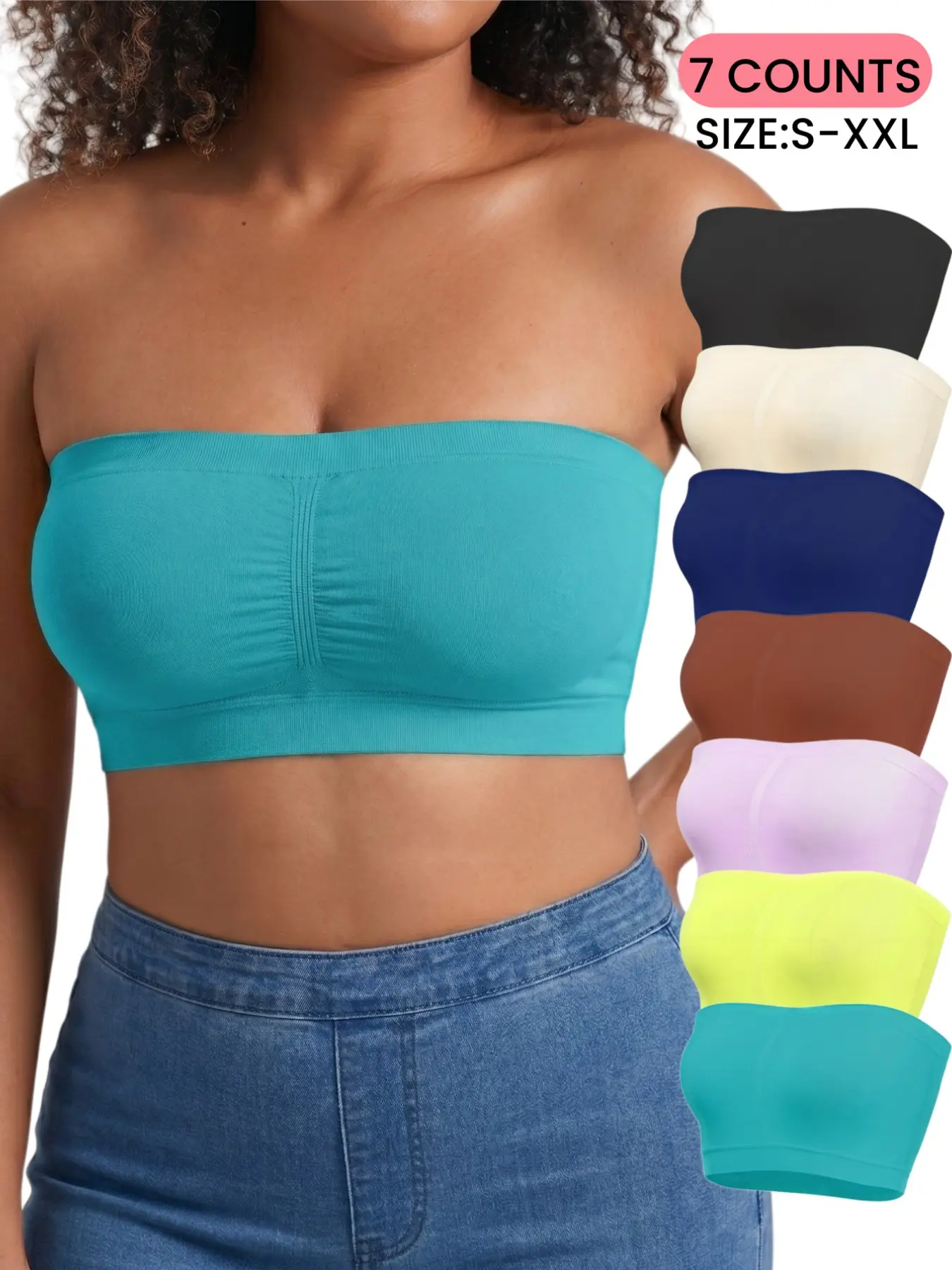 Seamless Women's Strapless Daily Underwear Bras, Comfortable Breathable Nylon and Elastic Fiber, No Underwire Bras, Non-Slip, Beautiful Back Design, Ideal for Casual Wear and Sleep,Women's Intimate,All Seasons, Everyday