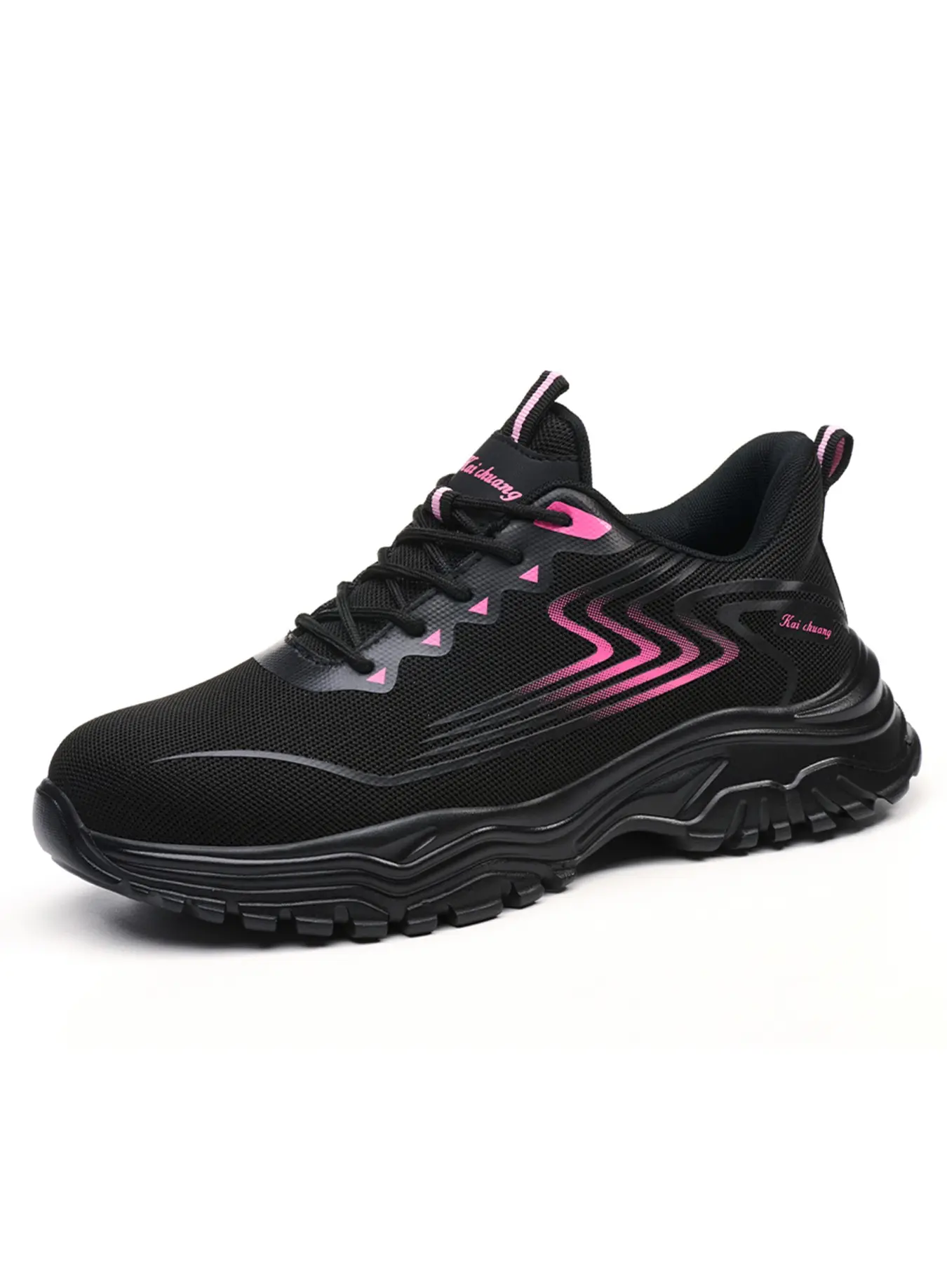 Women's Safety Shoes, Casual Lightweight Breathable Steel-Toe Work Boots, Anti-Compression & Piercing, All Seasons, Mid Top, Wedge Heel, Steel Toe Footwear