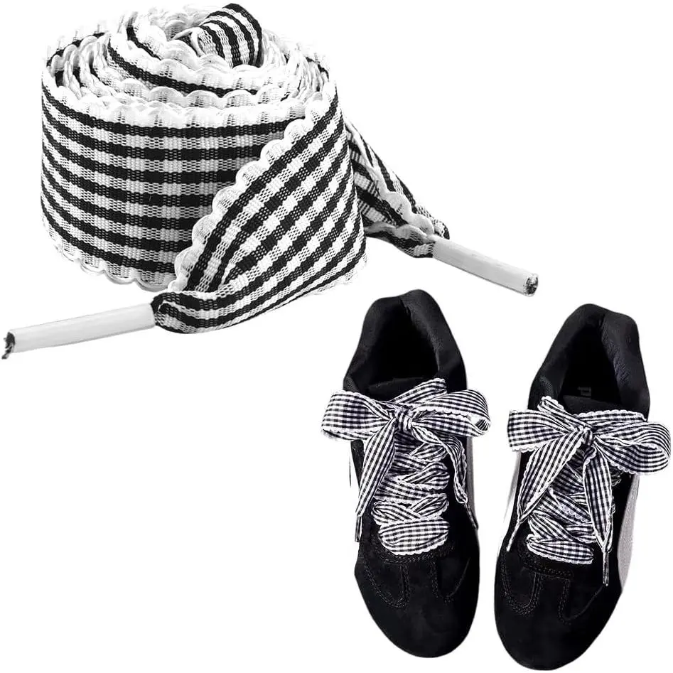 Checkred Flat Shoelace for Sneakers  Shoestring Gingham Footwear