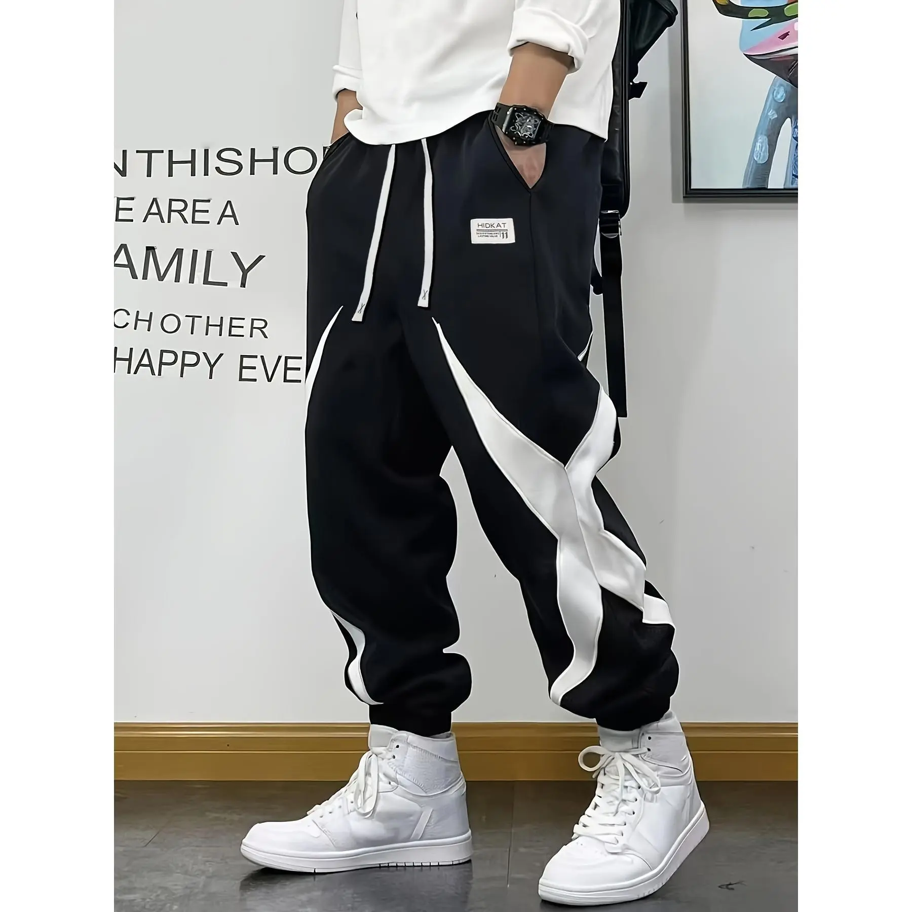 Men Cross Graphic Joggers | Trendy Hip Hop Streetwear Pants, Loose Baggy Fit, Adjustable Drawstring Waist, Elastic Cuffed Hem, Skateboarding, Travel & Everyday Casual Wear