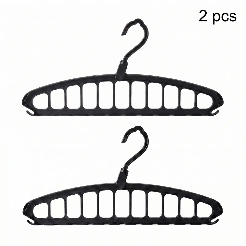 2-Count Rotatable Folding Plastic Clothes Hangers - Compact, Large-Capacity Hanging Wardrobe Organizer for Bedroom, Dormitory Home Supply Storage Accessory