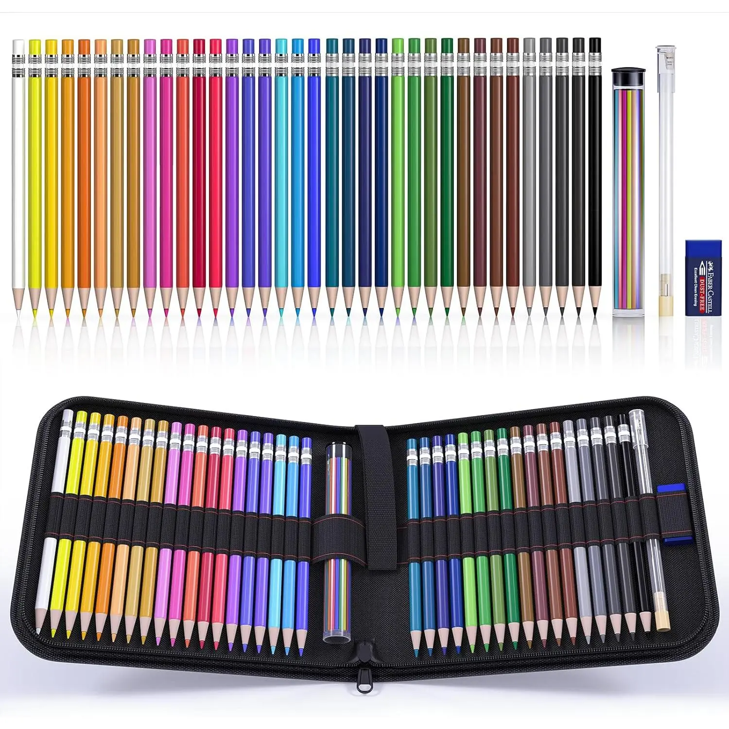 36 Count 2.6mm Erasable Mechanical Colored Pencils with Eraser, Lead, 36 Extra Refills, Sharpener & Storage Bag, Aesthetic Drafting Tools with Anti-Segmental Bonding Technology for Beginners, Mechanical Pencils