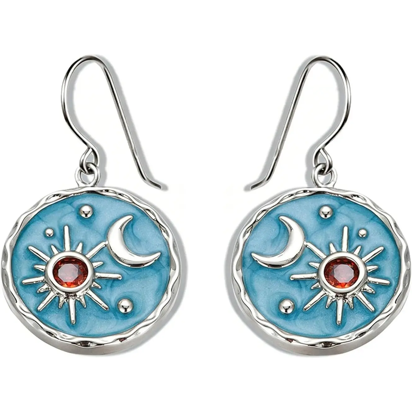 Sun and Moon Drop Dangle Earrings for Women  lightweight  Retro Boho Antiqued   Round  Earrings for Women