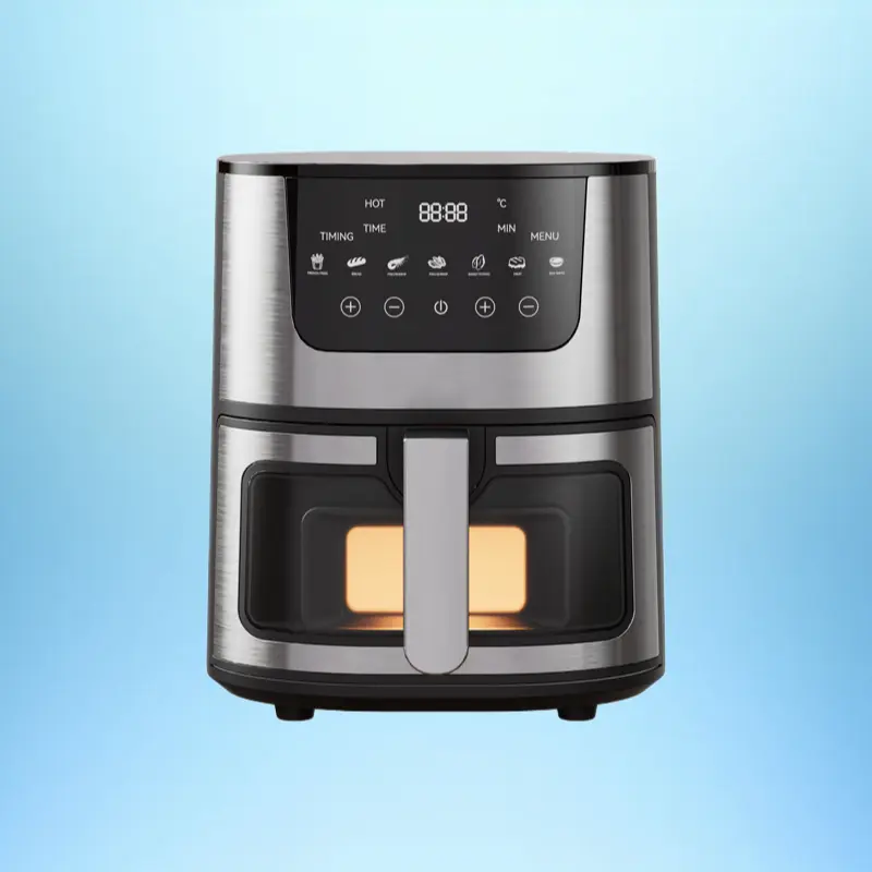 7L Touch Control Stainless Steel Visible Intelligent Air Fryer Large Capacity Household Cooking Device