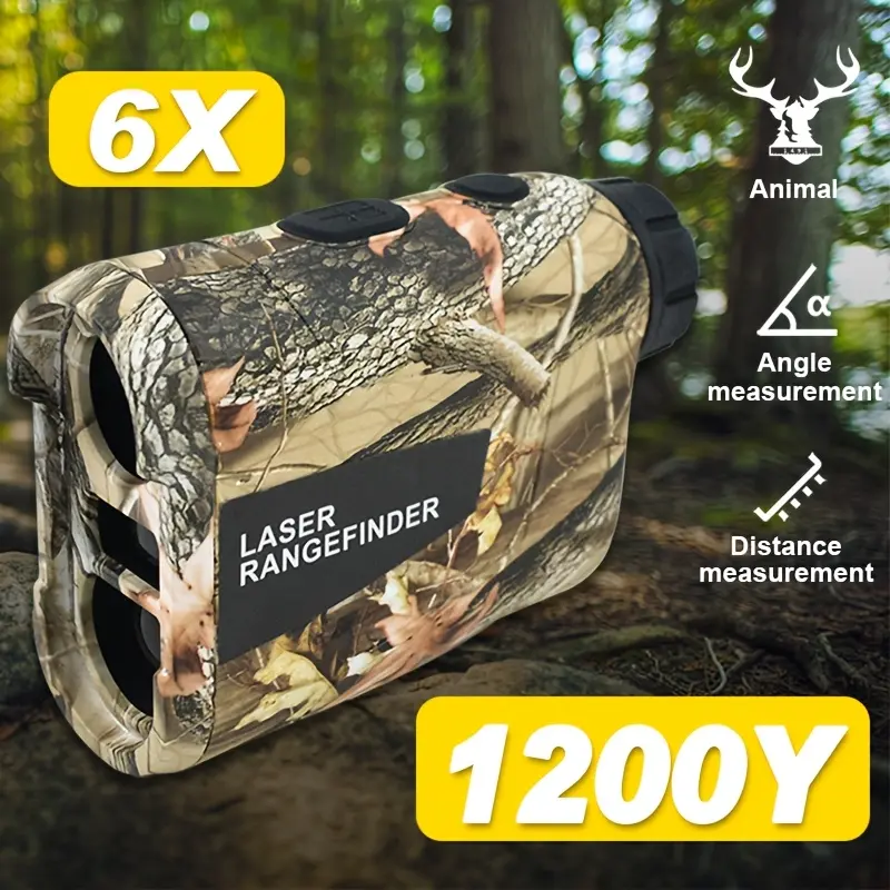 1200Y Laser Rangefinder Camouflage | Rechargeable Suitable For Hunting and Golf, Features Distance, Speed, Angle Measurement, Ballistic Compensation, Flagpole Lock, TYPE-C Rechargeable Battery, ABS Material, Mixed Color