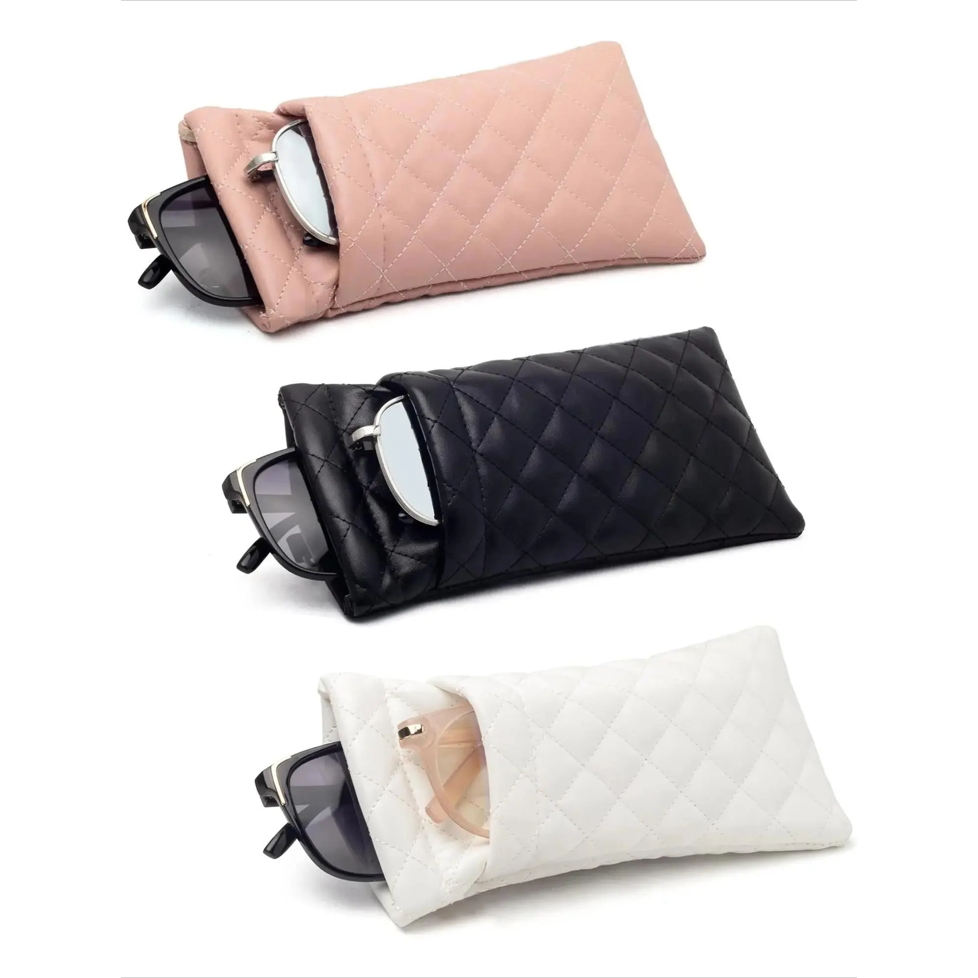 3 Pcs Unisex Soft PU Leather Eyewear Case - Plain Color Glasses Organizer, Lightweight Travel Sports & Outdoor Accessory, Eyeglasses Holder,camping essentials, Sporty Gym Bags