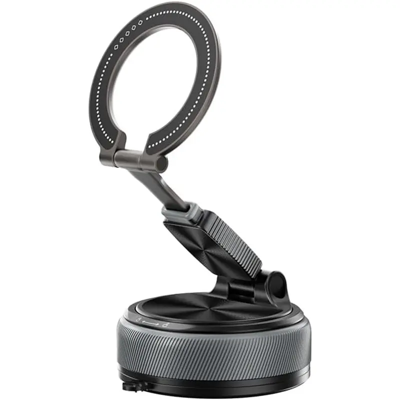 Magnetic Car Phone Mount, 2-in-1 Detachable Ring Stand for Desk and Dashboard, 360° Triple Axis Windshield Holder, N52 Strong Magnet, Universal Fit, Includes 2 Metal Plates