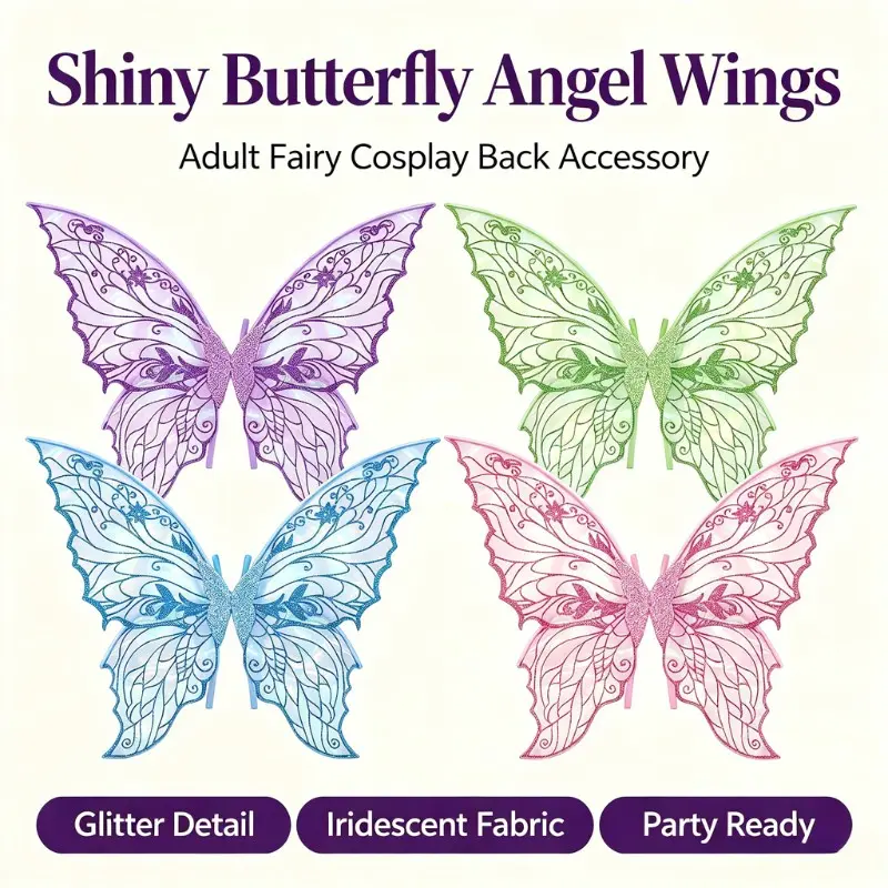 Organza Fairy Elf Butterfly Wings Back Accessory, Multiple Colors Available, Beautiful Butterfly Wing Decor For Halloween Party, Cosplay Costume, Dance Recital & Theater Stage Role Play