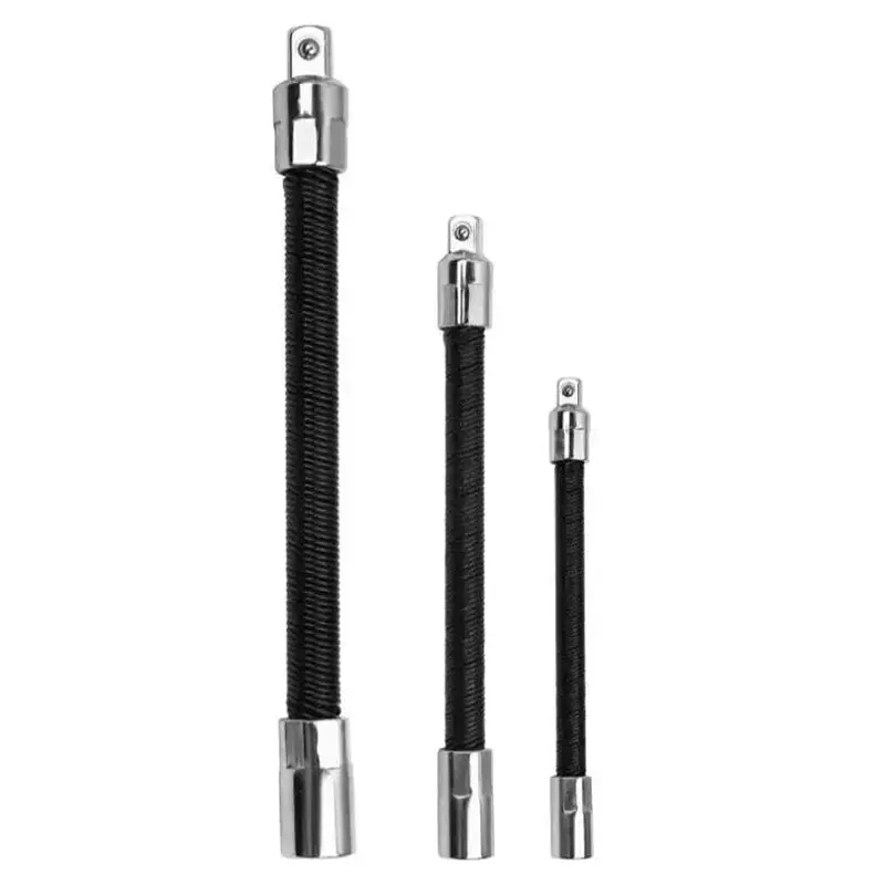 Flexible Socket Extension Bar Set 3-Piece 1/2" 3/8" 1/4" Shaft Drive 10" 8" 6"-Spring-Loaded Detent Balls to Prevent Slipping, fathersdaygift