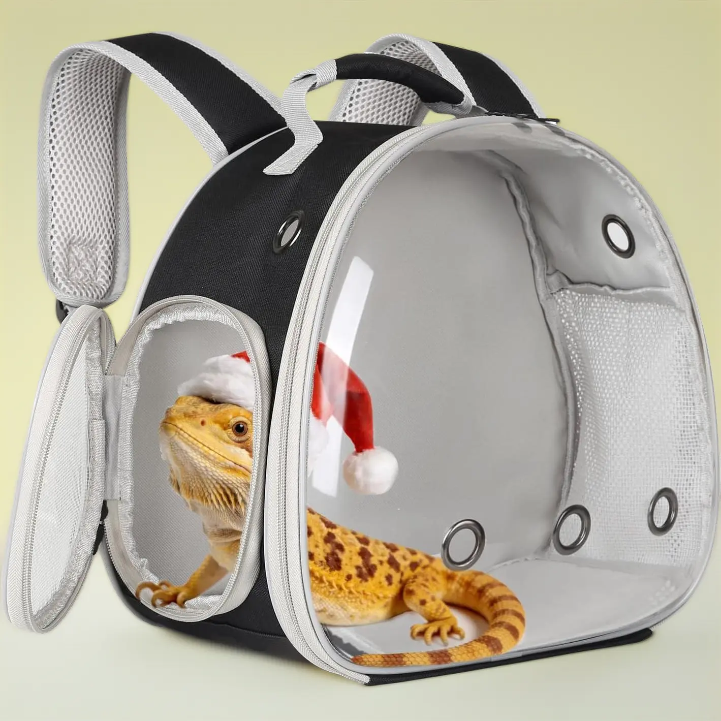 Guinea Pig Backpack Carrier, Bearded Dragon Carrier Backpack with Clear Bubble Window,Small Animal Travel Backpack for Hedgehog Rat Parrot,Rabbit,Sugar Glider,Airline Approved(Black, Backpack)