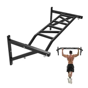 VEVOR Pull Up Bar, Multi - Grip Wall Mounted Pull Ups, 50 in Width Multifunctional Chin Up Training Station, Heavy Duty Steel Upper Body Workout Bars with LAT Pulldown Attachments, 440 lbs, for Home Gym