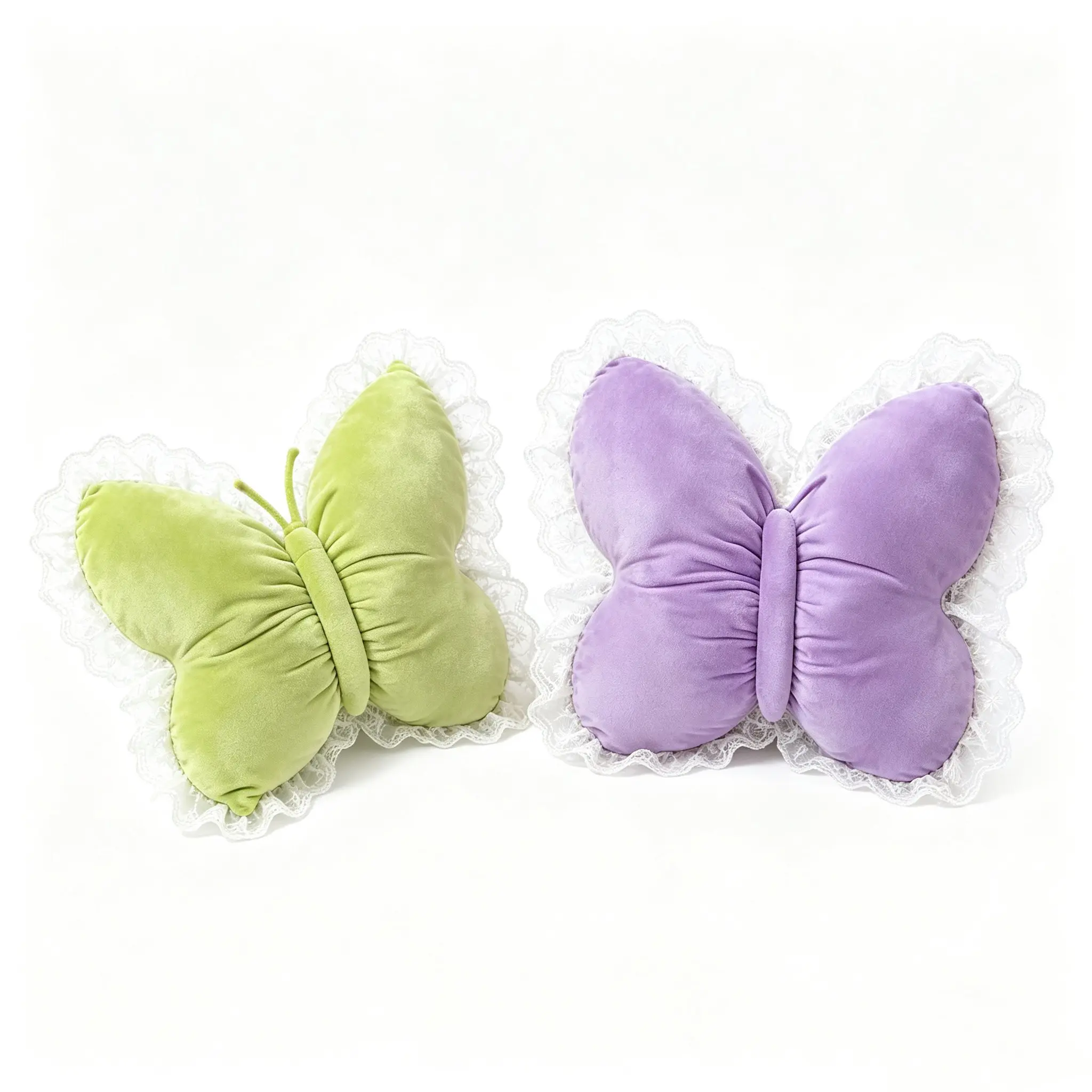 Cute Butterfly Pillow with Lace Trim, Soft Velvet Butterfly Cushion, Home Decorative Cushion, Soft Cushions, and, Ideal for Sofa Bed Chair, Perfect Gift for Women