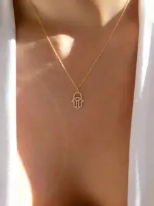 Minimalist Hamsa Guardian Necklace, Full Diamond Fatima Hand Pendant, Daily Commute Unique Jewelry, Trendy Accessory for Women