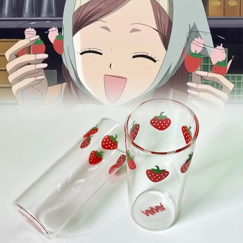 Anime NANA Komatsu Nana Cosplay Water Cup Girl Kawaii Strawberry Milk Transparent Glass Cups