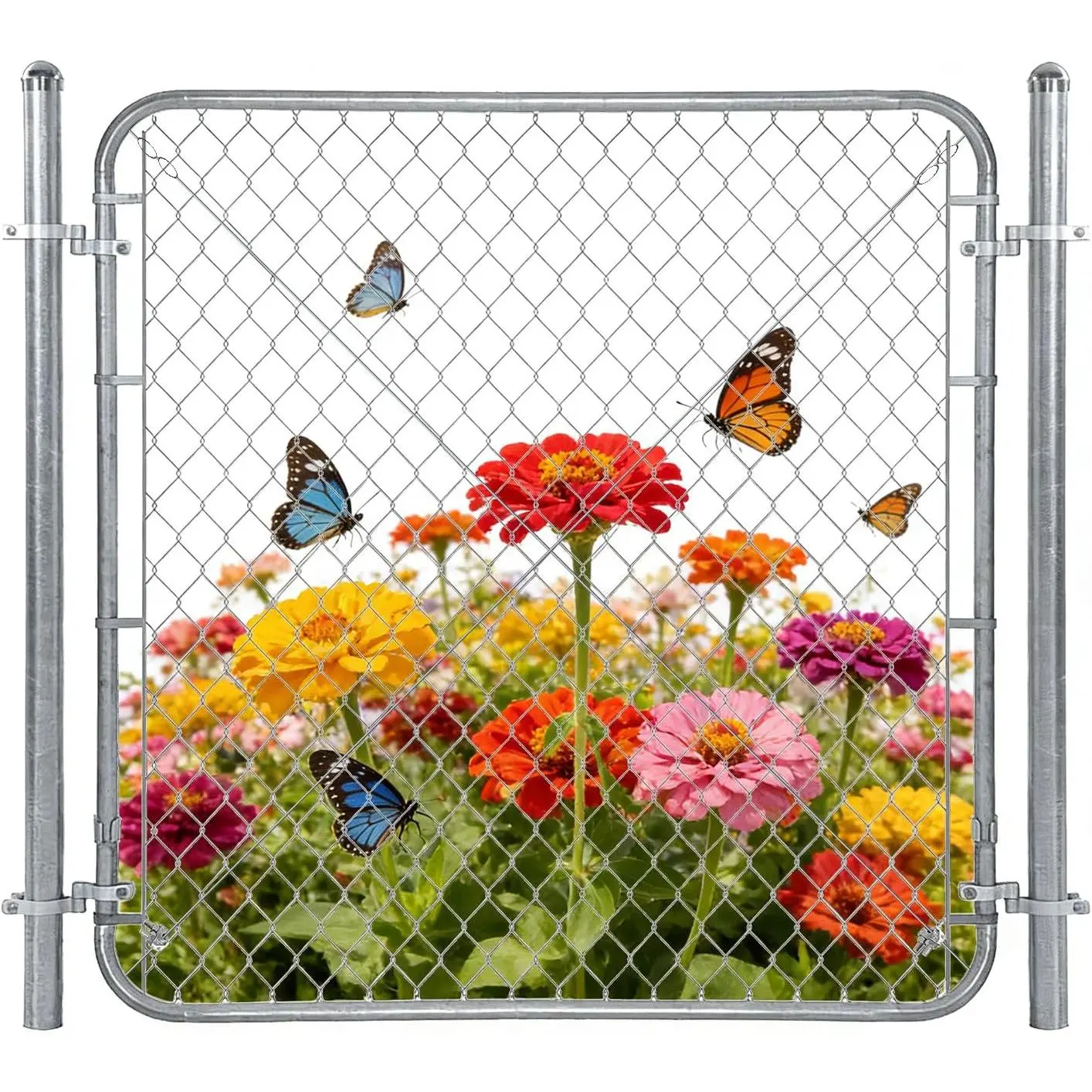Adjustable Chain Link Fence Gate with Posts 48" H x 24"-72" W Galvanized | Metal Outdoor Fence Gate Kit for Yard, Garden & Farm, Heavy Duty Chain Link Gate for Backyard, Pet Enclosure Side Gates