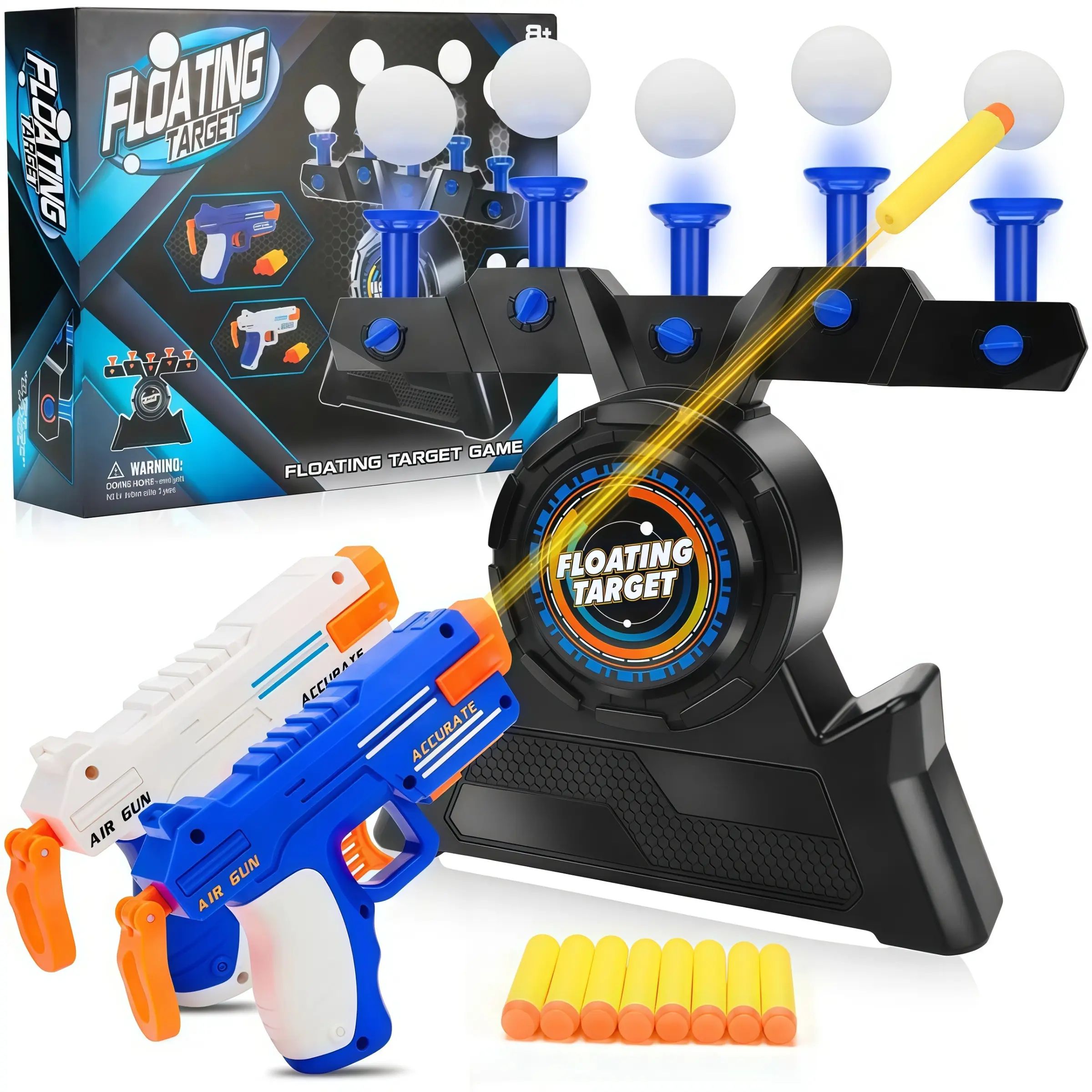 2027 Hover Shot Floating Ball Target Shooting Toy - Nerf Gun Compatible Sports Indoor Play Set with Gun, Blasters, Targets, Darts - 5+ Years Cool Gifts for Boys, Kids & Trendy Teens