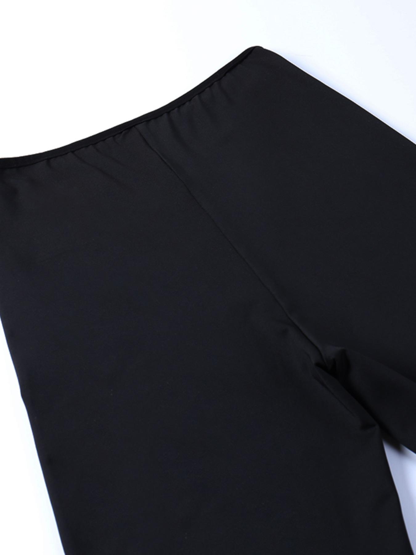 Sexy Gothic Lace High Waist Flare Pants for Women, Elastic Polyester Blend, Non-Transparent, Comfortable and Stylish Y2K Style