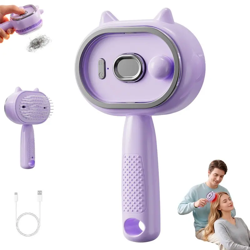 Rechargeable Spray Hair Brush，Electric Steam Hair Brush,, Light Electric Mist Pad Comb, Reduces Frizz, Home Spa, Detangling, Detangler Brush, Scalp Care-Electric Spray Cushion Massage Comb