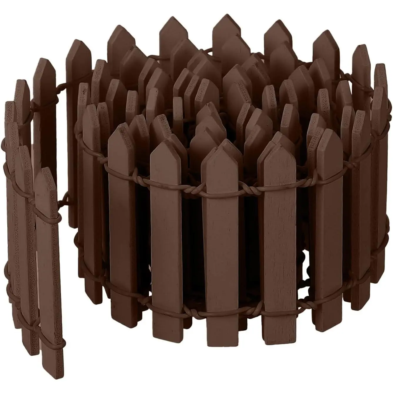 35 Inches Mini Fairy Garden Fence, Small Wood Decorative Picket Fence, Brown Picket Fence Miniature Ornaments for Dollhouse Plant Pot Fairy Garden Accessories Outdoor