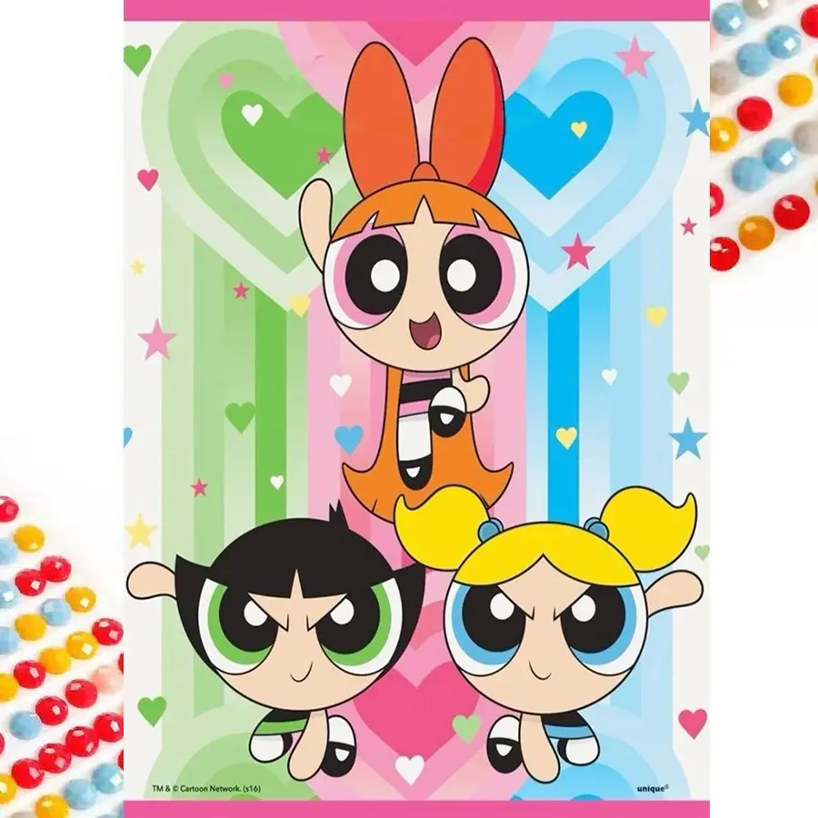 Hot Sale Powerpuff Girls Diamond Painting New Launch! 30cm Large Size Full Round Diamonds 2D Frameless High-Definition Cartoon Art High-Quality Acrylic Diamonds Ideal Gift for Friends Lovers Family