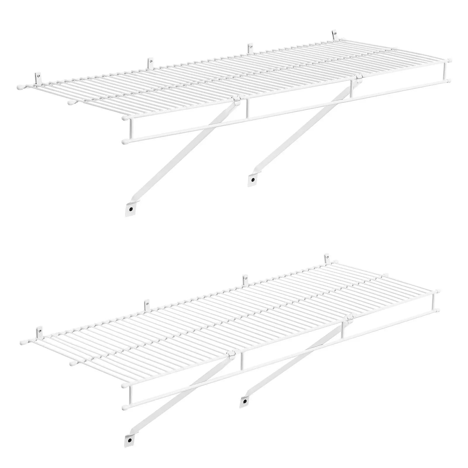 2-Pack 3 ft Heavy-Duty Carbon Steel Metal Floating Shelves, Wall-Mounted Wire Shelf Kit with Hanging Installation, Dip-Coated Storage for Closet, Pantry (Box Included), Floating Shelf