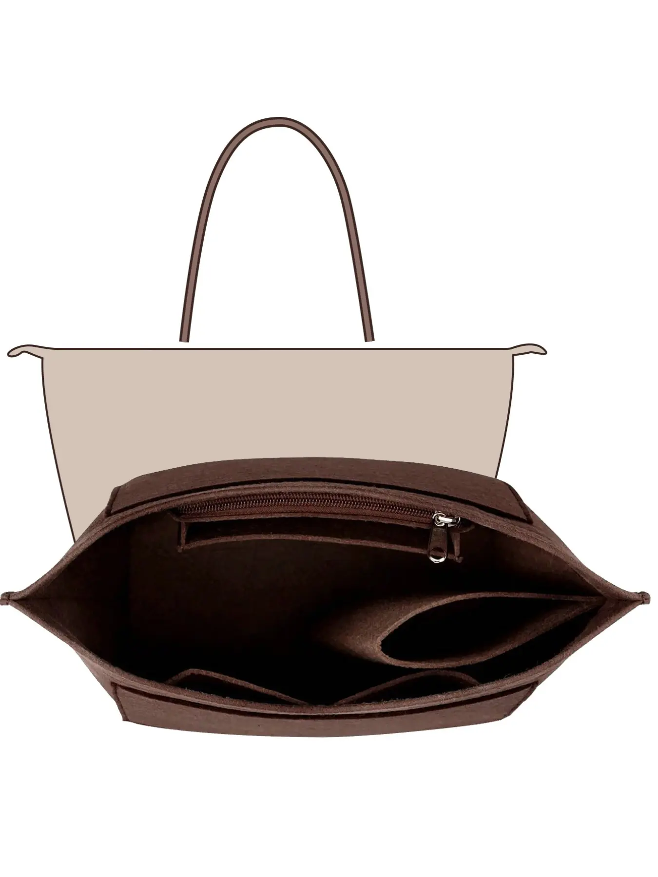 2026 New Handbag Organizer Insert, Large Purse Bag Organizer for Foldable Handle bag, Compatible with Large Tote Handbags, Purse Insert for other handbags, Purse Storage Organizer Liner Perfectly compatible with Large Handbags or Tote Bag