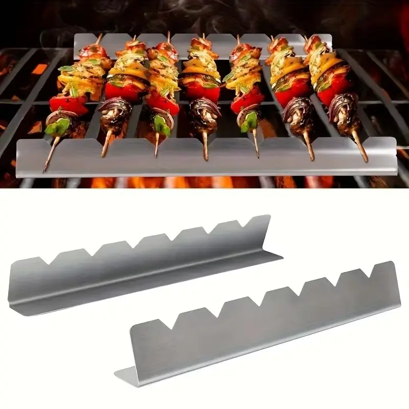 Stainless Steel Barbecue Sticks and Bases Set, Durable BBQ Tools for Grilling, Perfect for Outdoor Cooking, Easy to Clean and Use