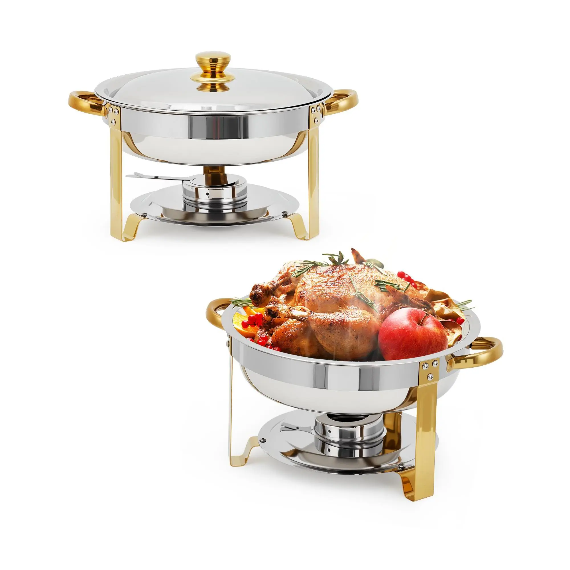 Christmas DealGARVEE 2 Pack Chafing Dishes Buffet Set, Stainless Steel Round Chafing Dishs Set, Buffet Server Food Warmers With Spoon and Tweezers for Catering Party Weddings Picnics