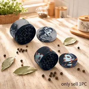 2 Inch 5cm Mini Manual Pepper Mill Peppercorn Dry Spice Grinder Grey Black Orange Lady Portrait Print Option Compact Kitchen Seasoning Tool Home Cooking Meal Prep Kitchen Gadgets