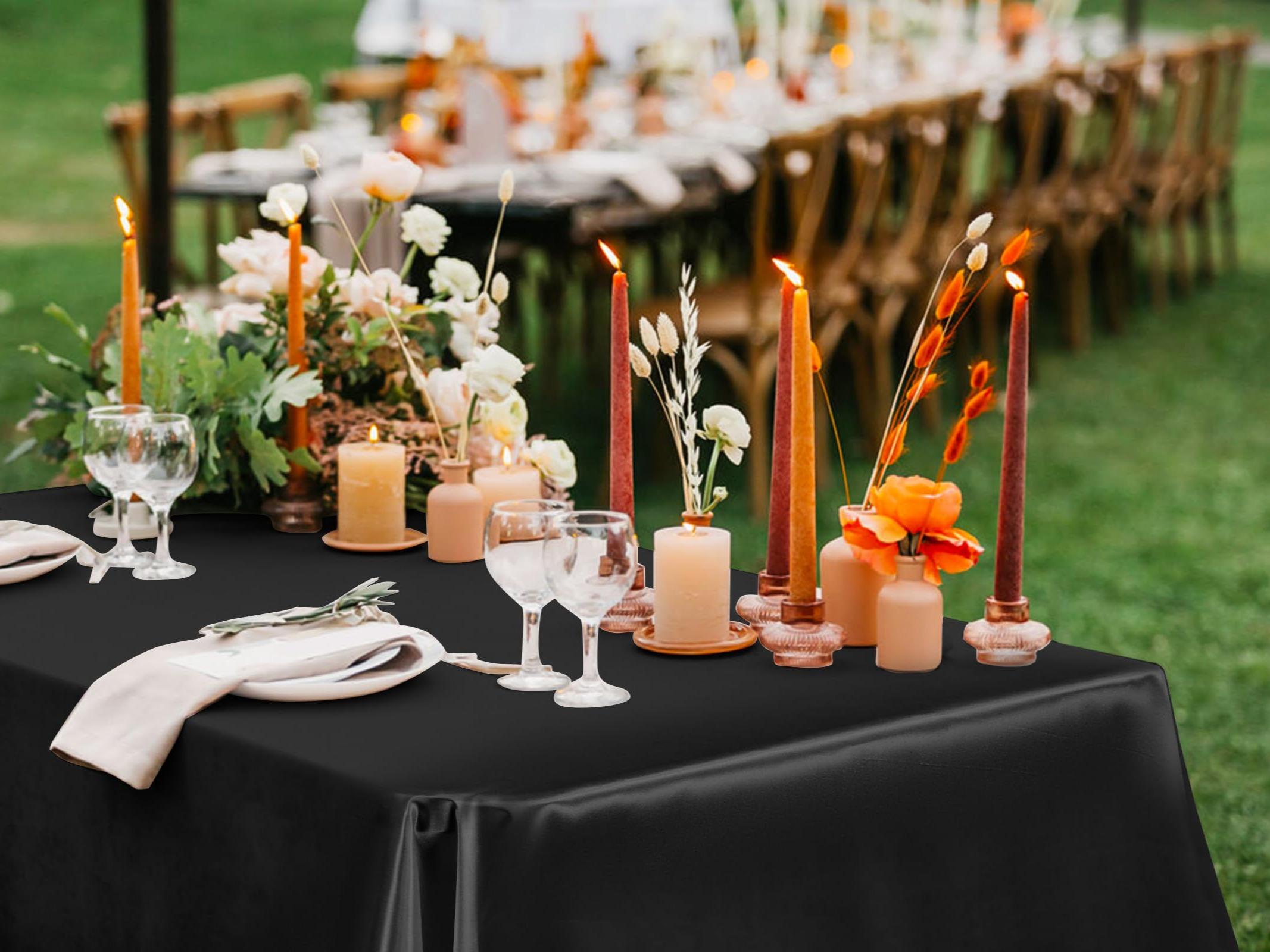 6 10 Packs Satin Tablecloth Rectangular Tablecloths 57x108 Inch, Overlay Satin Table Cover Bright Silk Tablecloth Smooth Fabric Table Decoration for Wedding Party Banquet Events