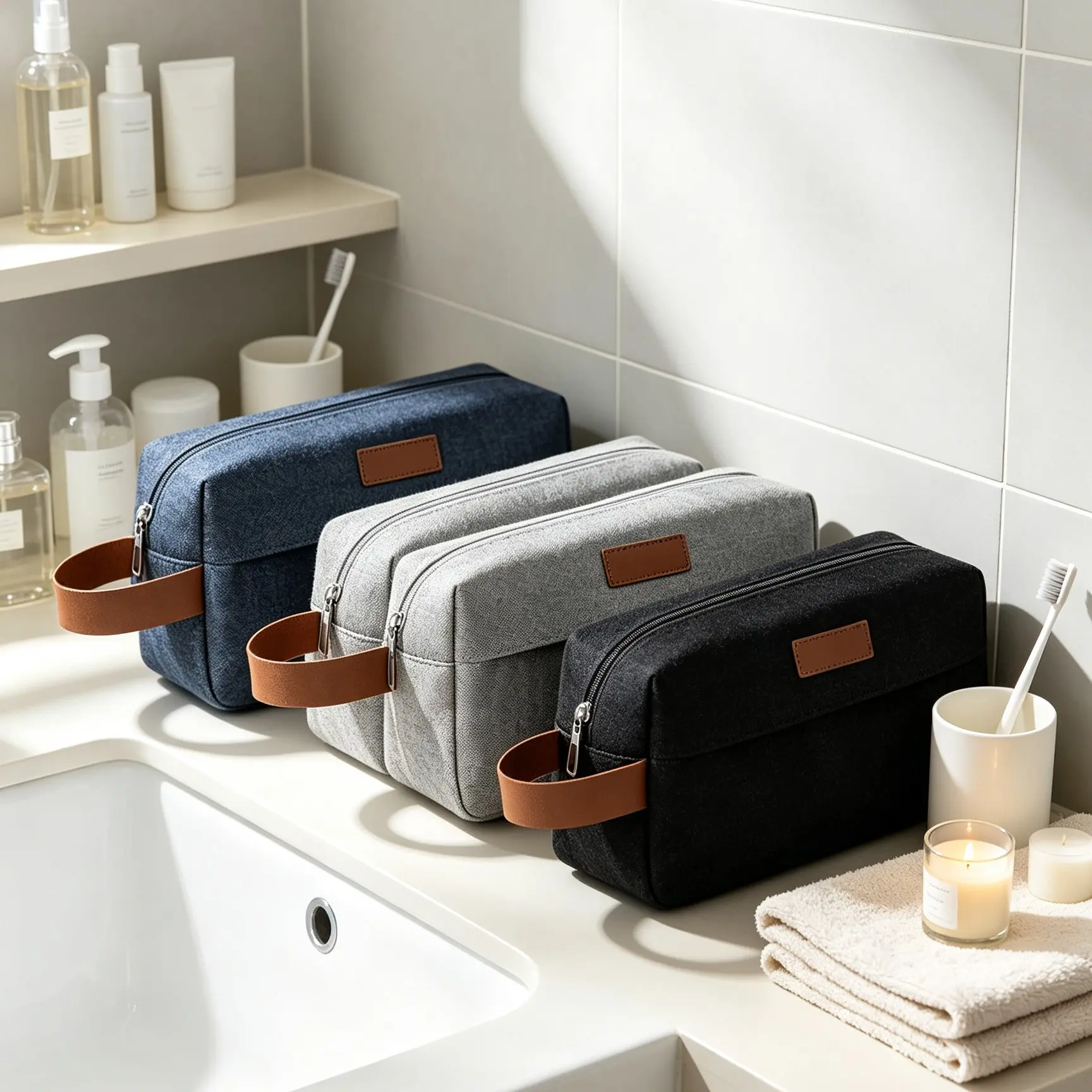 Men's Travel Toiletry Bag, Waterproof Canvas Shaving Organizer, Large Capacity, Ideal Gift for Groomsmen, Perfect for Travel