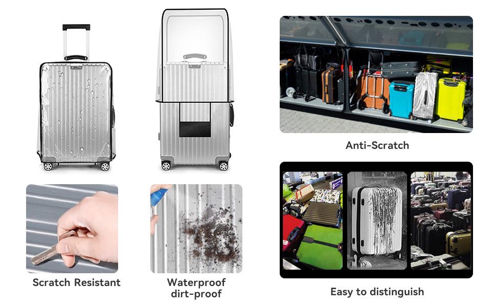 Clear PVC Suitcase Cover Protectors 20/24/26/28/30 Inch Suitcase Covers for Luggage - Waterproof Dustproof and Anti-Scratch 20-30 Inch Luggage Cover (20inch)