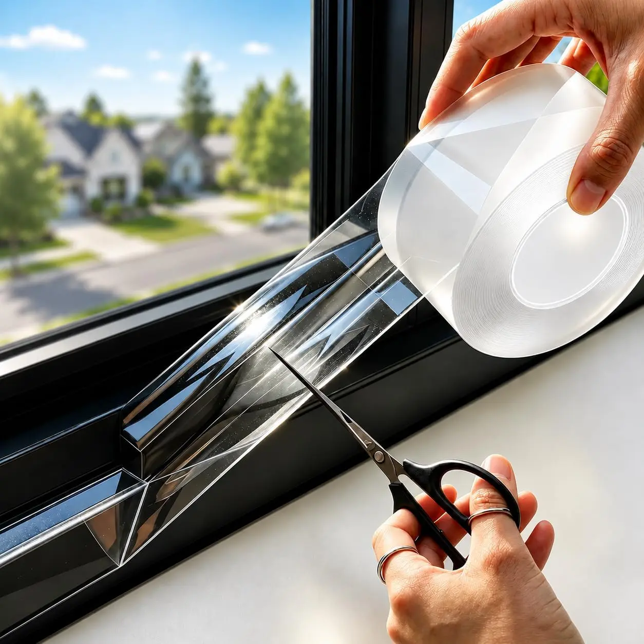 Transparent Heavy Duty Peel-Stick Window Sealing Tape, 2"x33FT, 20Mil Thick Self-Adhesive Draft Blocker, Residue-Free Removal, Blocks Cold Air, Weather-Resistant for Doors & AC Units