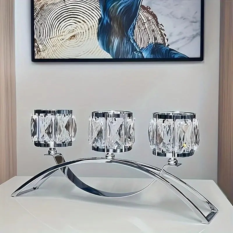 3 Arms Crystal Bowl Tealight Candelabra Votive Candle Stand, Decorative Candlestick Holders Wedding Centerpieces For Tables Crystal Candlestick, Centerpiece Table Decorations, Candle Holders For Candlesticks