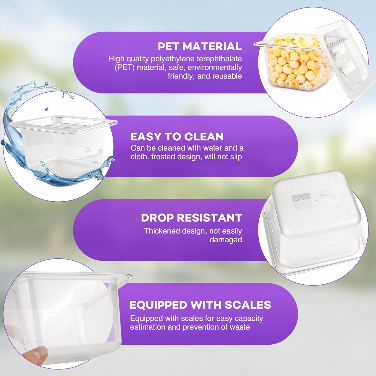 12 Pack Plastic  Pan with  1/6 Size 4 Inch Deep Commercial  Storage Containers for Fridge Salad Fruits Vegetables Clear Restaurant Polycarbonate