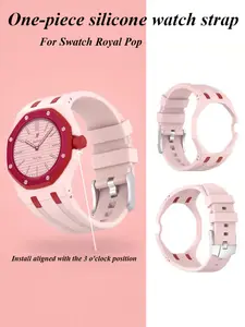 One Piece Fashionable And Soft Integrated Silicone Smart Strap For Swatch Royal Pop, Side Mounted With 3-Point Direction Watch, Breathable And Waterproof, Replaceable Strap, No Movement Included