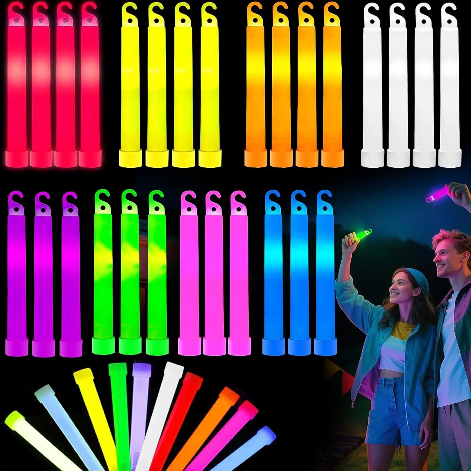 54Pcs Glow Sticks - 4 inch Glow In the Dark Sticks Halloween Party Favors, Waterproof Glow Sticks Lights Bulk Party Pack for Kids with 10 Hours Duration, Party Favors Light Stick for Halloween Partyfidget toys