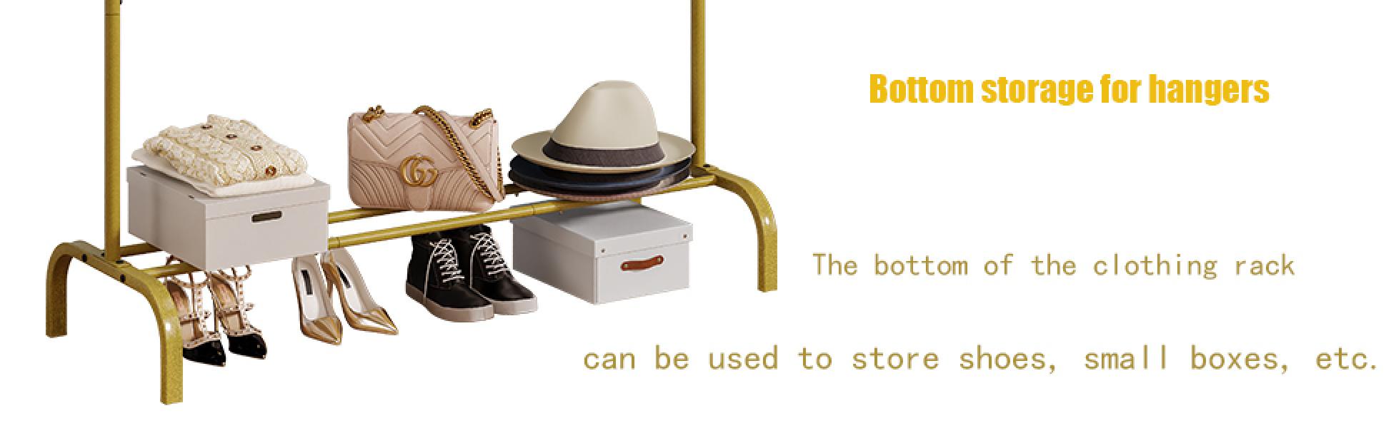 Double Rod Clothing Rack with Wheels 3 Tier Garment Racks for Hanging Clothes Portable Clothes Rack with 6 Hooks for Bedroom Laundry Room Heavy Duty Cart Black Metal Organizer Furniture Storage Hangable Shoe