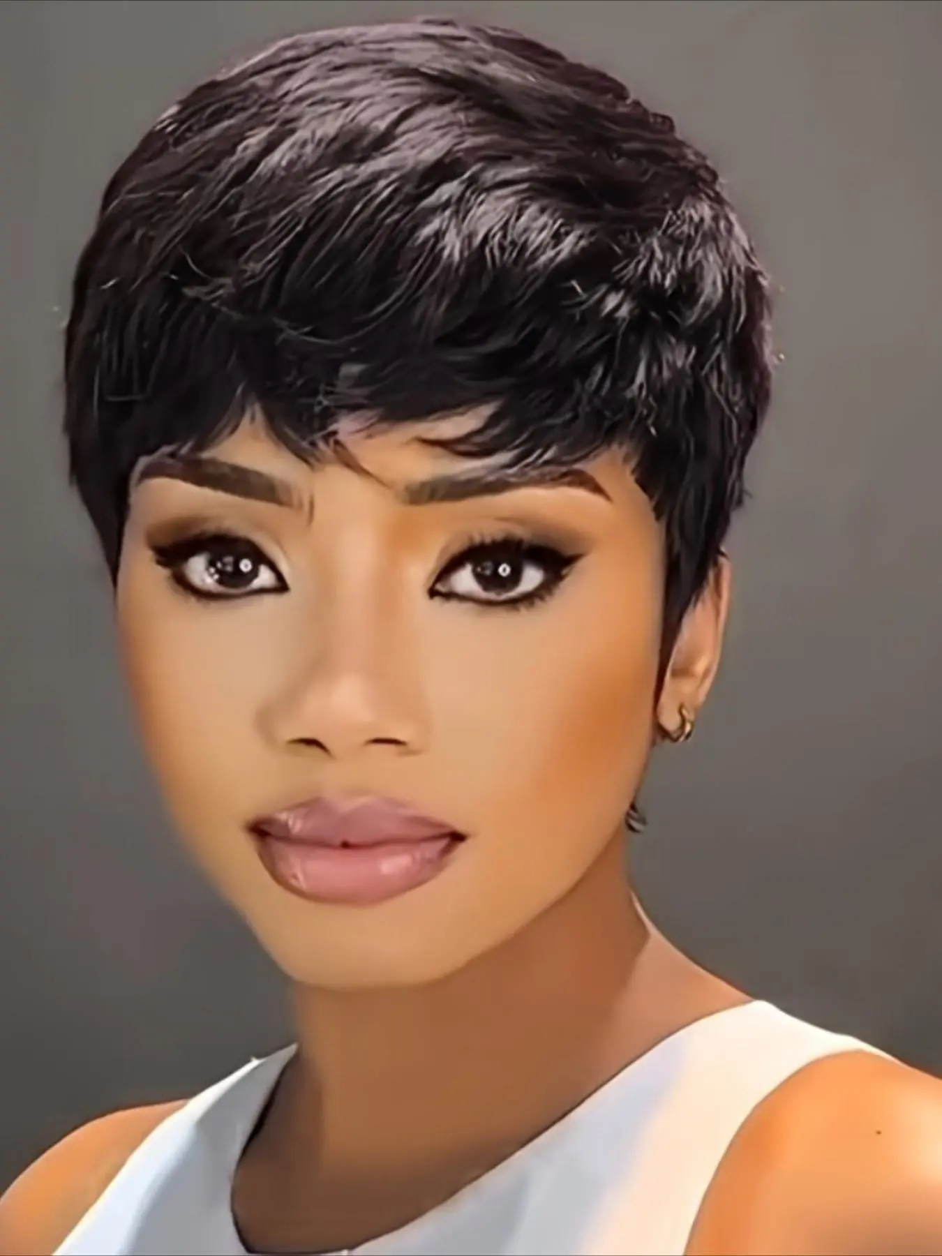 Straight Human Hair Wig for Women Pixie Cut Full Machine Made Wig 150% Density 6 Inch Wig Ideal for Daily Use and Special Occasions like Christmas and New Year Party