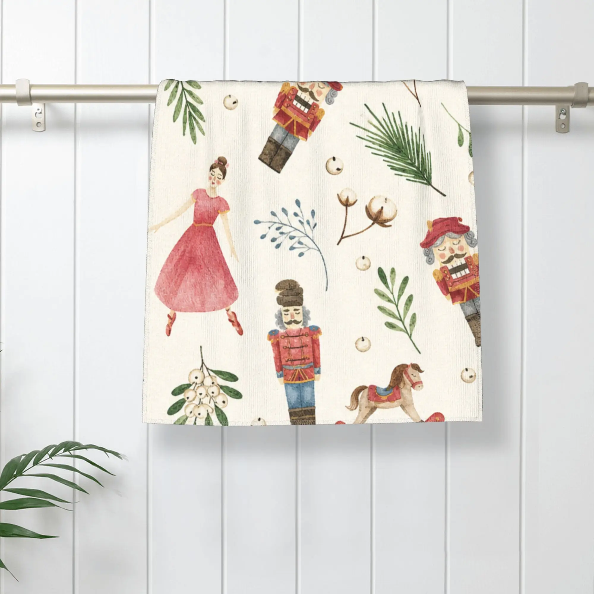 Nutcracker and Ballerina Print Microfiber Hand Towel, Ultra Soft Absorbent 35x75cm Polyester Bathroom Towel, Bright Non-Fading Decorative Face Cloth, Multi-Purpose Skin-Friendly Small Blanket for Kids and Adults, Fluffy, Personal