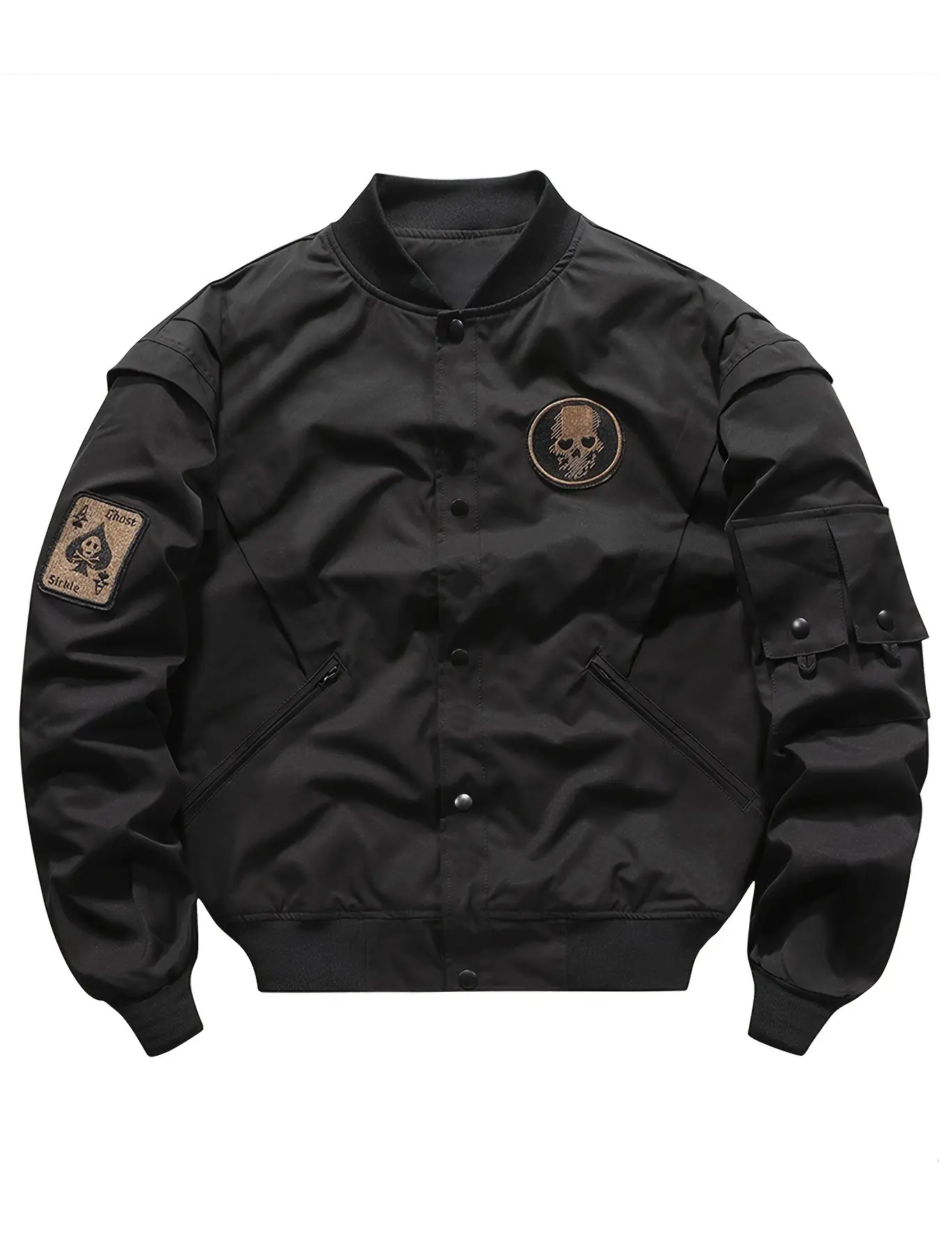 Autumn Winter Men's Classic MA1 Flying Baseball Jacket, Multi Pocket Functional Tactical Top, Durable Air Force Pilot Windbreaker, Casual Streetwear Jacket, Retro Military Style Baseball Jacket, Street Wear, Daily Travel Hip Hop