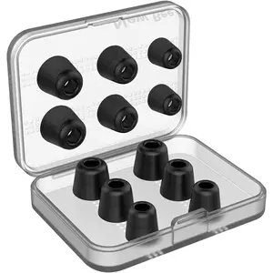 [6 Pairs] 12pcs Replacement Earbud Tips Memory Foam Earphone Tips Blocking Out Ambient Noise 4.9mm Inner for in-Ear Headphones with 5mm-7mm Tips Black S/M/L
