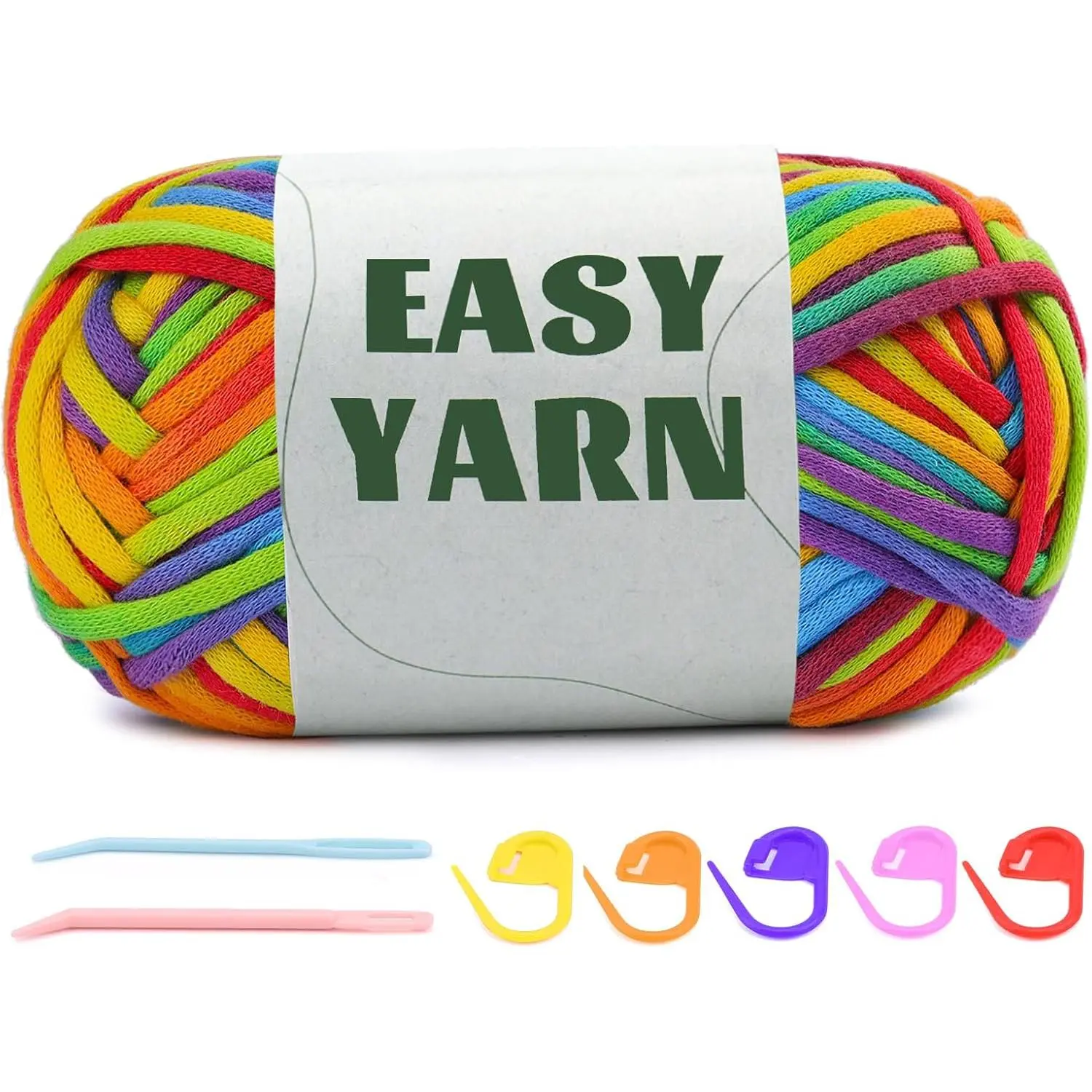 1.76Oz/87.5Yds Rainbow Beginner Crochet Yarn, Yarn for Crocheting | Beginner Yarn for Crocheting with Easy-to-See Stitches, Worsted-Weight Medium #4 Blend Crochet Kit Making